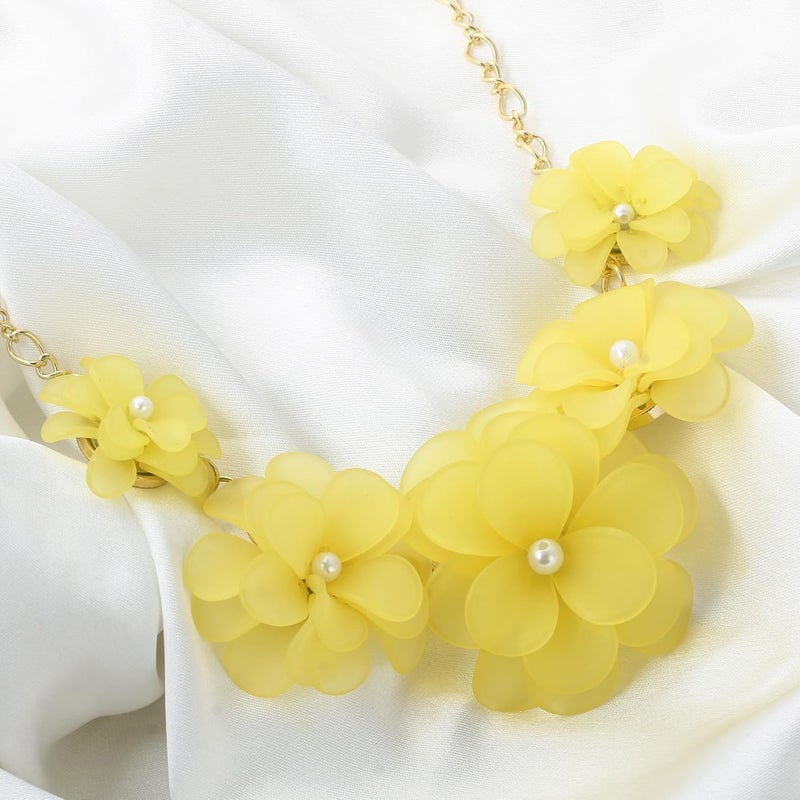 Flyonce Flower Collar Necklace, Floral Flowers Statement Summer Beach Chokers Necklaces for Women - Image 4